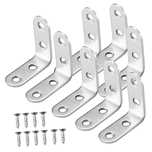 Cabilock 1Set Corner Brackets with Screws Shaped for Furniture Repair Smooth Edges for Tables Beds Cabinets and