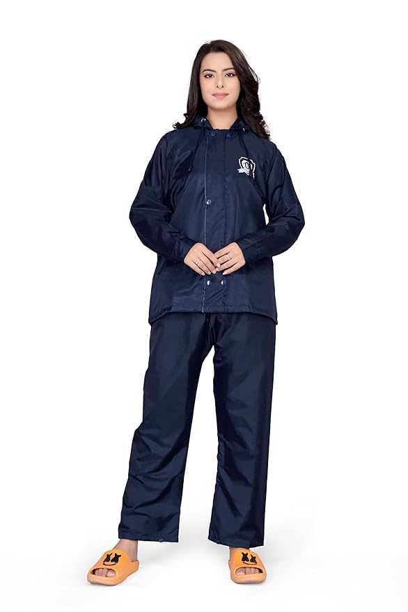 Raincoat for Women Waterproof Reversible Double Layer with Hood Set of Top and Bottom