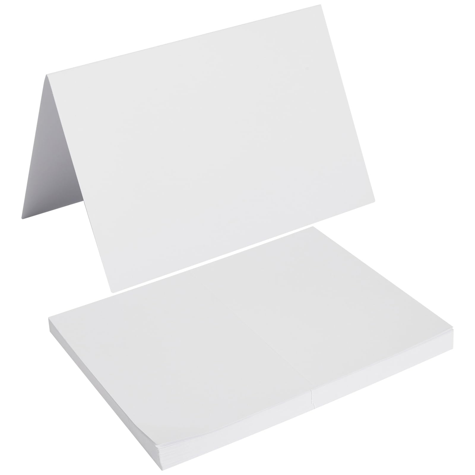 Paquete de 50 tarjetas en blanco plegadas de cartulina de agradecimiento en blanco para invitaciones, bodas, tarjetas de felicitación, para todas las ocasiones (blanco, 2 x 3.5)