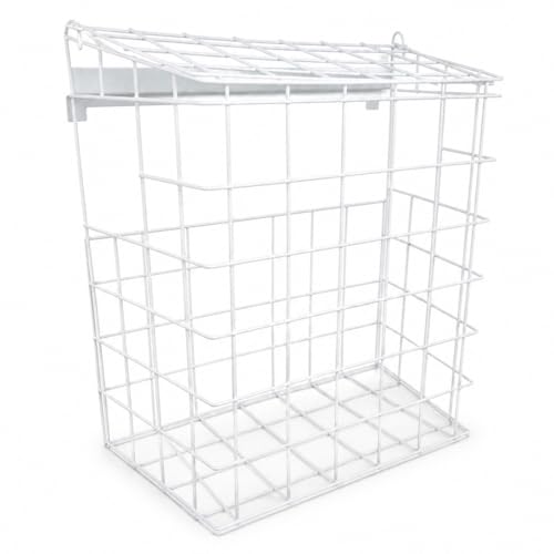Image of Large Letterbox Cage & Mail Catcher – No-Drill Pet Safe Post Basket for uPVC, Wood & Composite Doors – Secure White Iron Letter Box Guard with Lift-Top