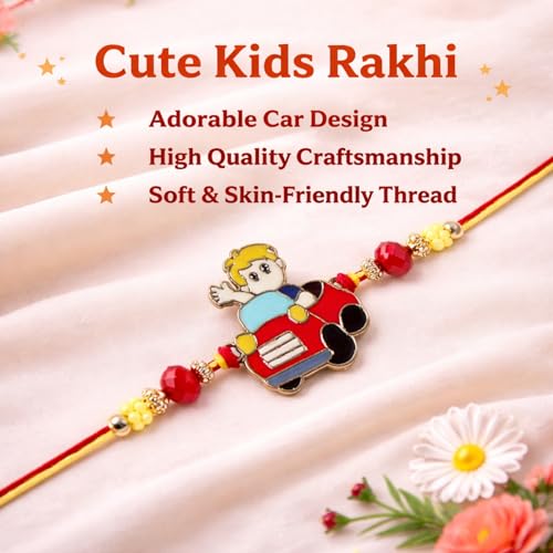 Image of Riddhika Ventures Premium Multicolour Meenakari Stylish Kids Rakhi Gifts for Brother, Sister with Roli Chawal and Greeting Card