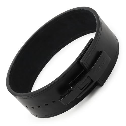 Image of Flexor 10MM All Black Premium Weightlifting / Power Lifting Lever Belt or Men and Women - Fit for one person; Crafted with Leather with Allen key adjustable heavy duty Buckle /Lever for Lower Back Support | Squats | Bench Press | Deadlift Belt (Large)