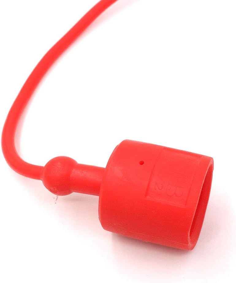 Image of Hydraulic Coupler Dust Cap Plug Set 1 /2 ISO-B 5675 AG,CEKER Hydraulic Dust Covers Male Female Quick Connects Fittings,Red Caps with Retention Ring Keeps Cap Attached to Hose 1Pack