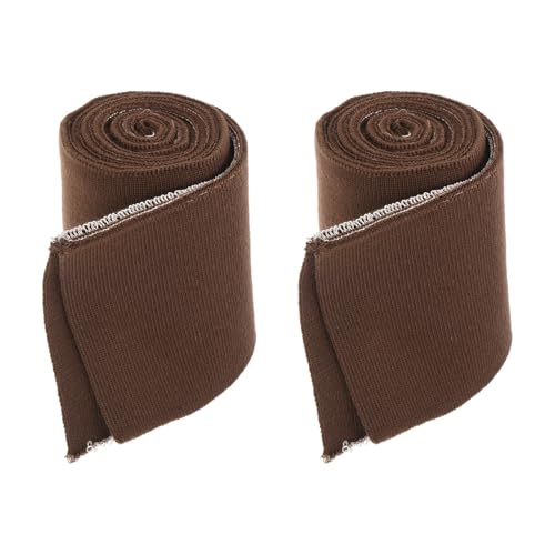 Rebower 3 Inch Elastic Cuffs for Sewing Knitted Ribbed Cotton Fabric Sleeves Waistband Ribbed Trim, [for Cloth, DIY Craft] - 2.6ft/ Brown/ 2pcs