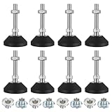 8 Pcs M10 Adjustable Feet for Furniture Leveling Feets, M10 x 60 x 50 mmAdjustable Furniture Feets, Adjustable Levelling Feet Heavy Duty Table Legs for Chair Cupboard Sofa Feets, with T-Nuts & Nuts