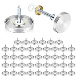 32 Stück 30mm Zierschrauben Edelstahl, Spiegelschrauben mit Dekorative Abdeckkappe & Unterlegscheibe, Rostfreie Panelschrauben für Spiegel, Möbel, Teetische, Kleiderschränke, Werbeschilder (Silber)