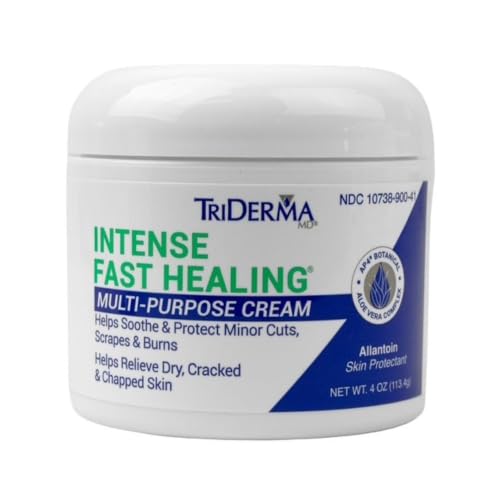 TriDerma Intense Fast Healing Cream, Decreases Healing Time for Minor Irritations, Rashes, Scrapes, Cuts 4 Ounces