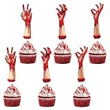 24Pcs Bloody Zombie Hand Cupcake Toppers Halloween Cupcake Decorations