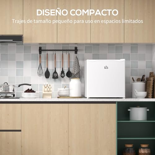 HOMCOM Congelador Vertical 35 L Congelador Pequeño Silencioso con Puerta Reversible Temperatura Ajustable y Estante Extraíble para Casa Oficina Blanco - imagen 4