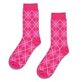 Gooji Witch Socks for Women, Halloween Argyle Crew Socks, Pink Witch Costume Accessories (Pink)