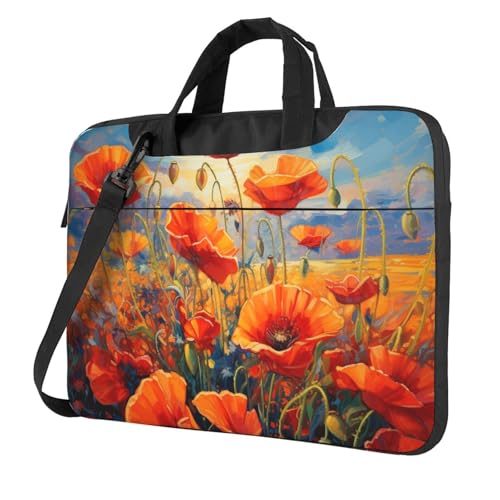 Bolso portátil impermeable con estampado de amapola roja 13 pulgadas miniatura 1