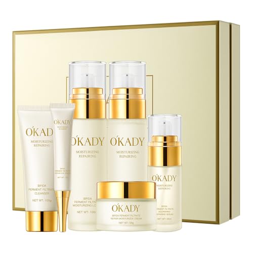 O'KADY Skin Care Gift Sets for Women,Bifida Ferment Lysate Moist Nourishing Six-piece Set,Daily Skin Care Gift Box Set for Teenage Girls,for Skin Types Glass Face Care Kit