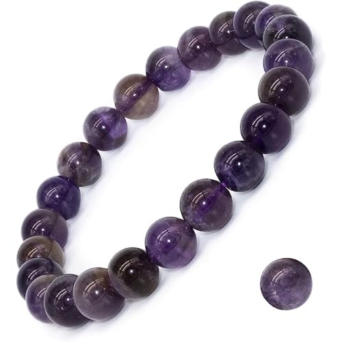 DAZCOLO Natural Gemstone Stretch Elastic Bracelet (Dark Amethyst)