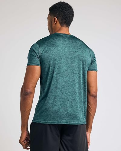 Real Essentials 5 Pack: Men’s V-Neck Dry-Fit Moisture Wicking Active Athletic Tech Performance T-Shirt