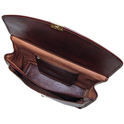 Floto Firenze Dowell Italian Leather Briefcase Messenger Bag Men's Business Bag (Vecchio Brown) #TOP6