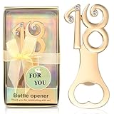 LeeQinersw Apribottiglie dorato per il 18° compleanno, 20 pezzi, oro numero 18 anniversari...