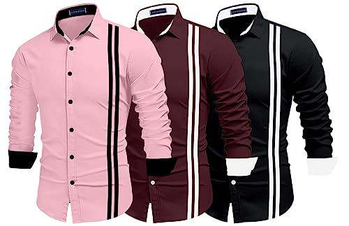 Image of Zombom Men's Striped Regular Fit Shirt