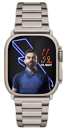 Rexio Ultra Seris 8 Smart Watch Men NFC Door Unlock Smartwatch,Bluetooth Call Wireless Charge Fitness Titanium Case, Action Button, ExtraLong BatteryLife,Amoled (Watch 8 Ultra) (Rugged Silver Chain)