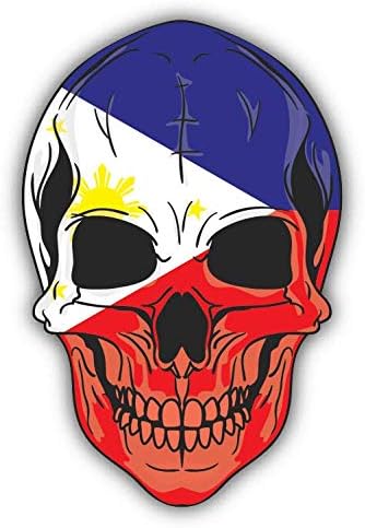 Skull Flag Philippines Vinyl Decal Sticker Waterproof Car Decal Bumper Sticker 5"
