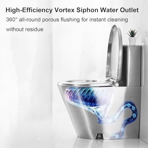 Inodoro de acero inoxidable 304, sanitario para baños, descarga sifónica, doble descarga, para hogares y lugares públicos, color dorado miniatura 4