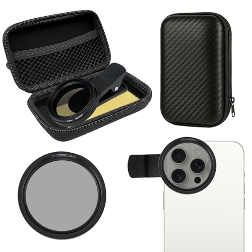 keyxer 52mm Filtre Polarisant,Clip Cpl Téléphone Caméra Filtre D'objectif,Macro Iphone,Accessoire Photographique Professionnel pour Smartphone,Réduit Les Reflets,Intensifie Les Couleurs