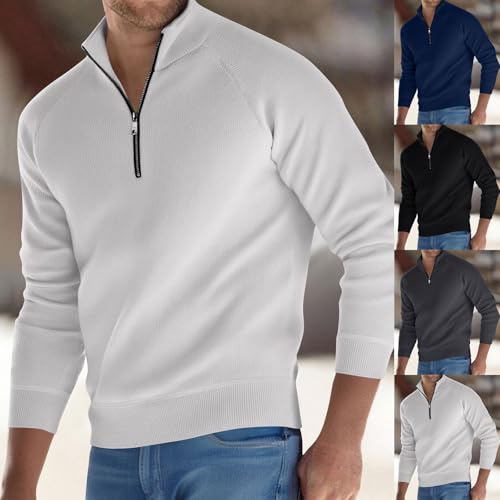 Cambkatl Men's Quarter Zip Pullover Sweaters, Mock Neck Slim Fit Long Sleeve Casual Knit Raglan Sweater Tops2