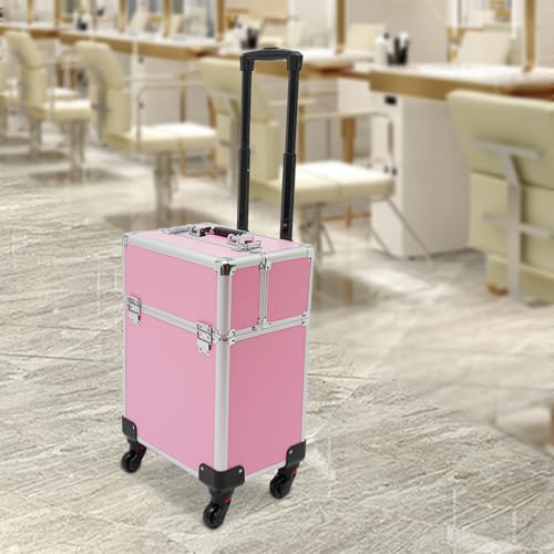 Valises à cosmétiques boîte de train chariot de maquillage extensible à roulettes - 5