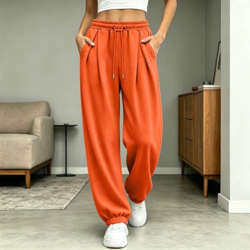 Women's Baggy Wide Leg Sweatpants High Waist Y2K Joggers Pockets