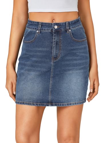 KIFOVEN Women's Mini Denim Skirt High Waisted Casual Stretch Slim Fit Jean Skirt2