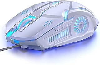 SMAIGE Gaming Mouse Wired, USB Computer Mice for Game & Daily, Chroma RGB Backlit, 4 Adjustable DPI Up to 3200 DPI, Comfortable Grip Ergonomic Mice for PC, Laptop, Mac, Windows (White)