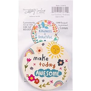 Primitives by Kathy Kindness is Beautiful; Make Today Awesome Decorative Car Coaster Set Primitives by Kathy Kindness is Beautiful Make Today Awesome Decorative Car Coaster Set