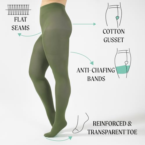 Image of CALZITALY Plus Sizes Anti-Chafing Opaque Tights | 60 DEN | L - 4XL | Black | Italian Hosiery