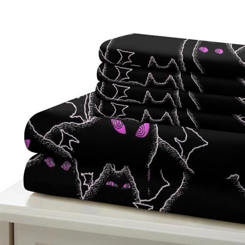 Housse de couette chat ailes du diable microfibre zippée parure 3 pièces