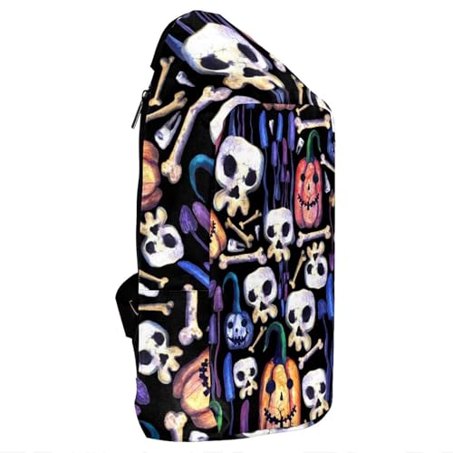 Mochila cruzada con diseño de calabaza y huesos de Halloween espaciosa 4