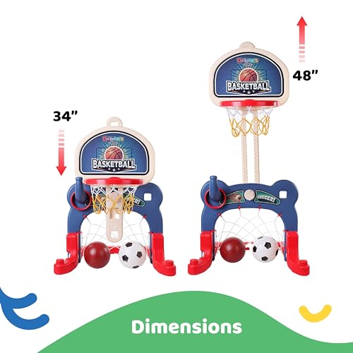 Dazmers 3-in-1 Kids Sports Playset - Basketball Hoop, Soccer Goal, and Ring Toss Game - Ideal Indoor and Outdoor Fun for Energetic Kids - Promotes Physical Activity for Toddlers - Thumbnail 3