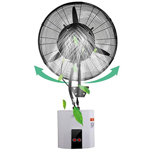Ventilador oscilante de pared con nebulizador para exteriores, ideal para enfriar, con 3 velocidades y oscilación de 90°. Ideal para tiendas, garajes, graneros o espacios de trabajo (81 cm/3