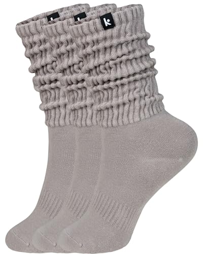 Image of Kamo Fitness Cozy 3-Pair Pack - Scrunch Long Crew Socks for Women, Soft & Breathable Boot and Slouch Socks, Size 5-9