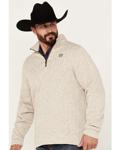 Cinch Men's Heather 1/4 Zip Pullover Cream Small US2