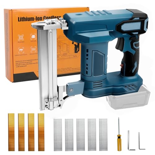 18GA Cordless Brad Nailer for Makita 18V Battery 2 in 1 Electric Stapler Nailer with 500 Nails and 500 Staples Dual Protection for Woodworking (Without Battery Without Charger)