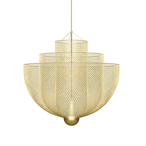 Chandelier maille en métal moderne éclairage pendentif suspendu tambour industriel LED