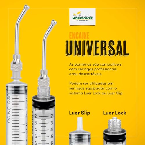 Kit Ponteira Aço Inox Cânula Agulha Tratar Filhotes Pássaros Seringa 2.0mm e 2.7mm Ring Neck Calopsi