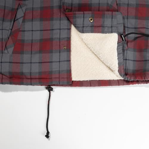 Image of COEVALS CLUB Men's Flannel Shacket Casual Button Snap Sherpa Quilted Lined Premium Jacket Shirts