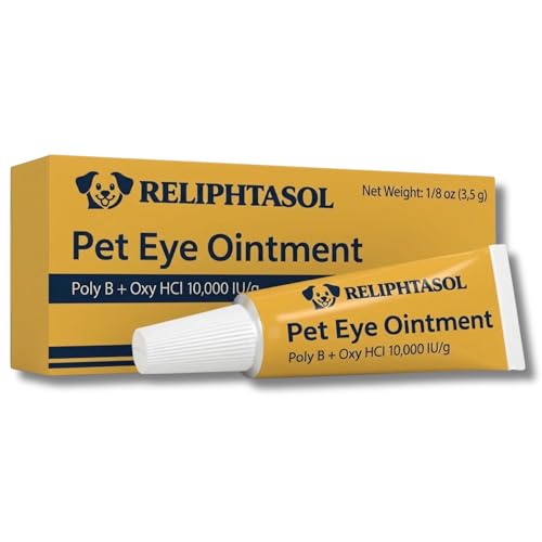RELIPHTASOL Pet Eye Cream – Vet-Formulated Dog Eye Infection Treatment, Pink Eye Relief, Conjunctivitis Relief, Dry Eyes & Red Eye, Tear Stain Remover for Dogs, Cats, Cattle, Sheep, Horses – 1 Tube