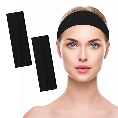 Soft Glow 7cm Wide Headbands for Women's Hair, 2 pack Black Headbands for Makeup, Yoga, Running, Sports Headband, Sweat Absorber Hair Bands, Soft Fabric Stretchy Hair Bands for Makeup, (2x headband)