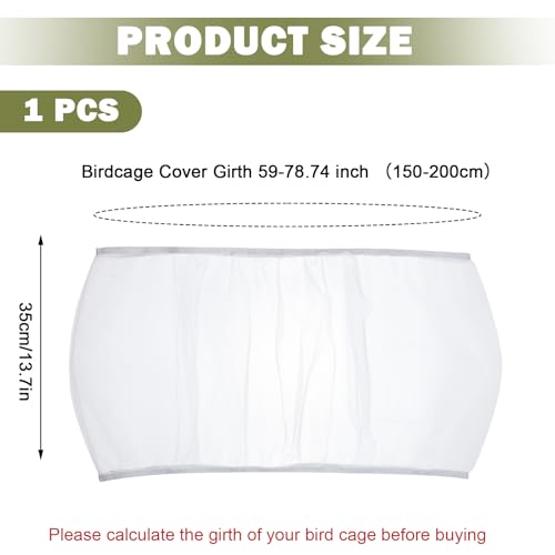 Image of XL Adjustable Bird Cage Seed Catcher, Birdcage Cover Skirt Nylon Mesh Netting Parrot Parakeet Macaw African Round Square Cages Cover (White)