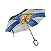 Paraguas invertido de la Bandera de Nueva Escocia de Doble Capa a Prueba de Viento, Impermeable, con Apertura automática, Plegable al revés, con Mango en Forma de C
