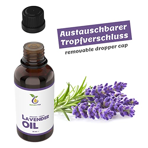 Foto von Lavendelöl BIO 30ml - 100% naturreines Lavendelöl Ätherisches Öl, vegan - Lavender Oil (Lavandula Latifolia) für guten Schlaf oder Duftlampe - Aroma Diffuser Öl