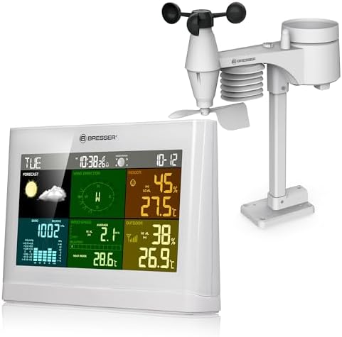 Bresser Comfort Centro meteorológico 5 en 1 con pantalla a color, blanco