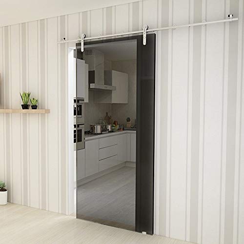 Kit de herrajes para puerta corredera de cristal de granero de acero inoxidable de 210 cm
