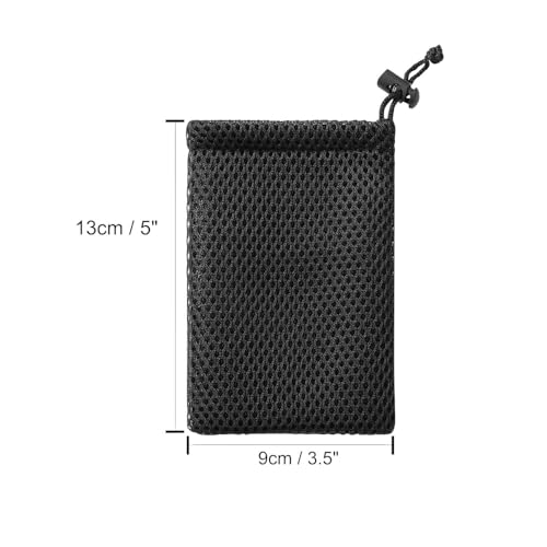 Nylon Mesh Drawstring Bag, 5 x 3.5 Inch Small Storage Pouch String Bags for Mini Stuff MP3 Charger Earphone Key (Black, 5x3.5 Inch-12Pcs)2